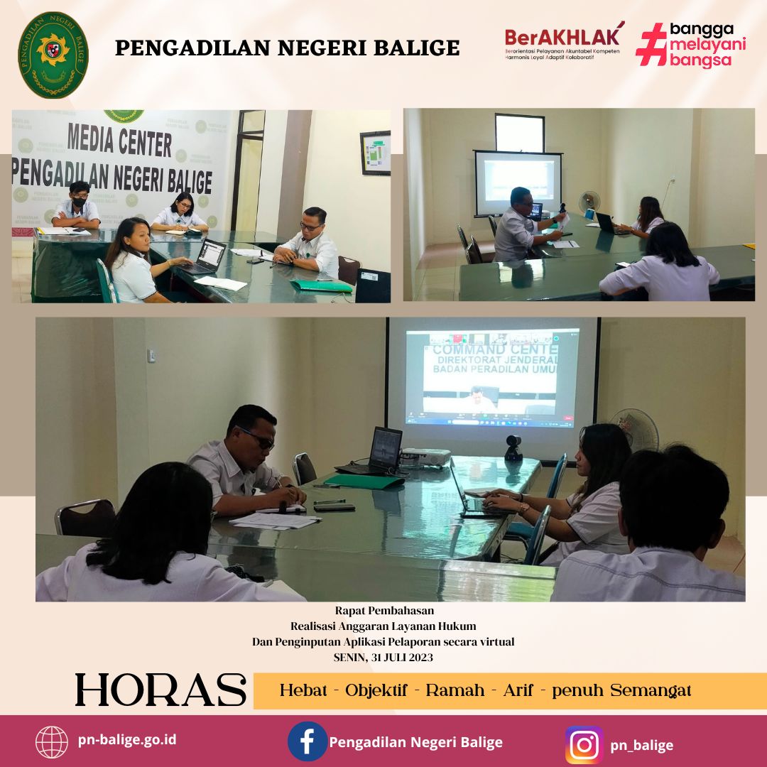 Rapat Pembahasan Realisasi Anggaran Layanan Hukum Dan Penginputan Aplikasi Pelaporan secara virtual Rapat Pembahasan Realisasi Anggaran Layanan Hukum Dan Penginputan Aplikasi Pelaporan secara virtual